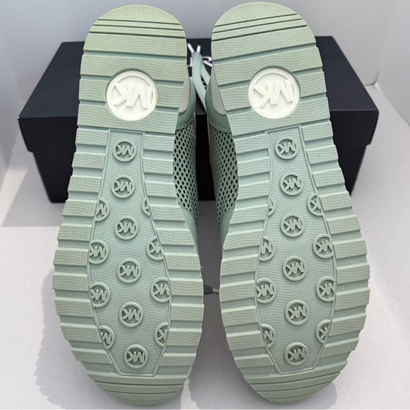 MICHAEL KORS Billie Trainer Sneakers in Pale Jade Diamond Lasered Leather - Picture 9 of 16